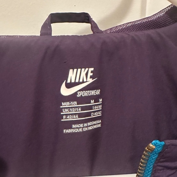 Nike Purple Blue Colour Block Print Windbreaker Bomber Jacket Size Medium - Picture 8 of 15